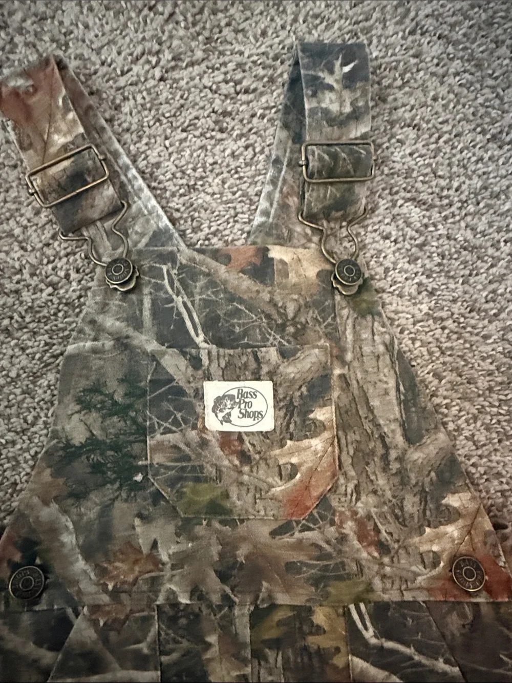 Bass Pro Shops Kids Camo Overalls in Green and Brown
